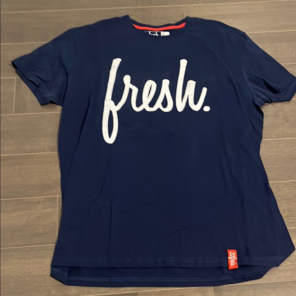 Blue and White Short Sleeve Tees Casual Crew Neck